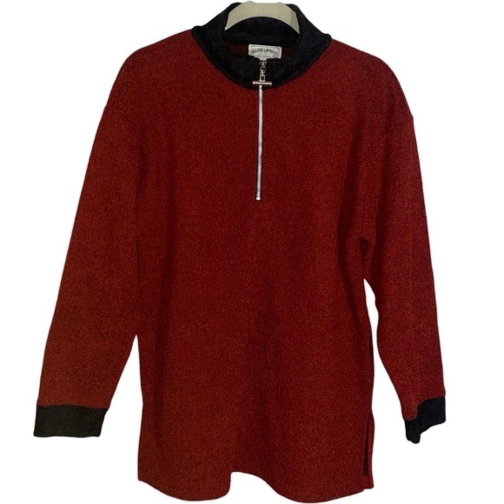 Frazier Lawrence Red Quarter Zip Knit Sweater Medium